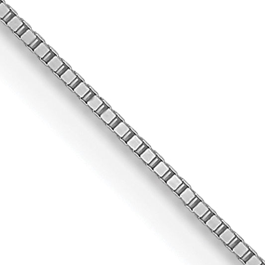 14K White Gold .5mm Baby Box With Lobster Clasp Chain Necklace