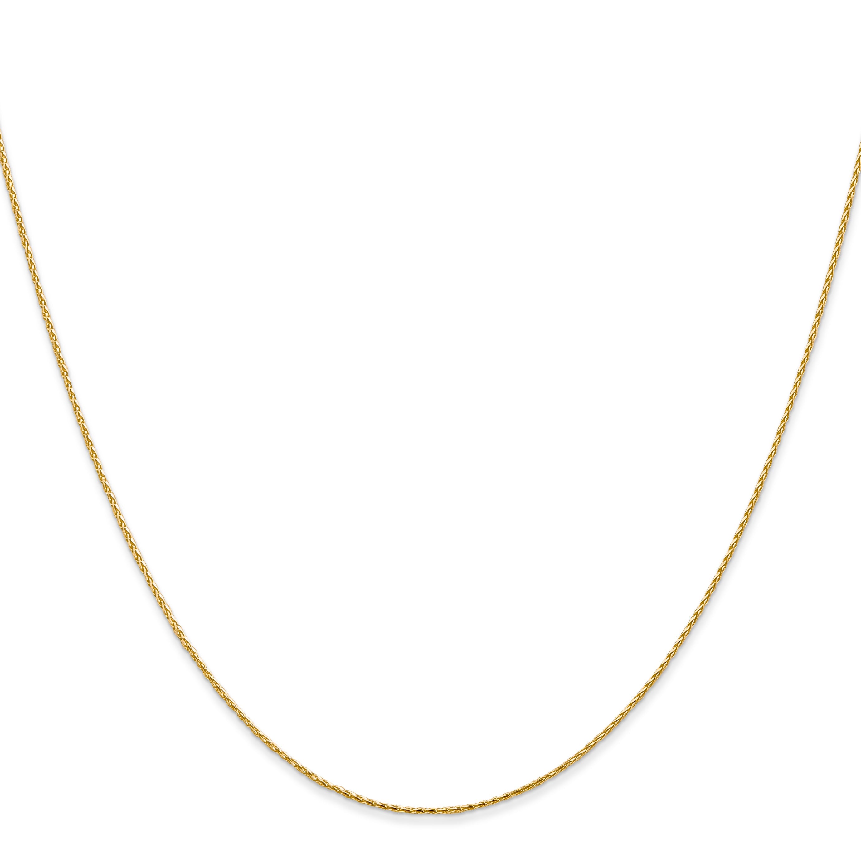 2 Inch 14K Yellow Gold .8mm D/C Wheat Chain Necklace