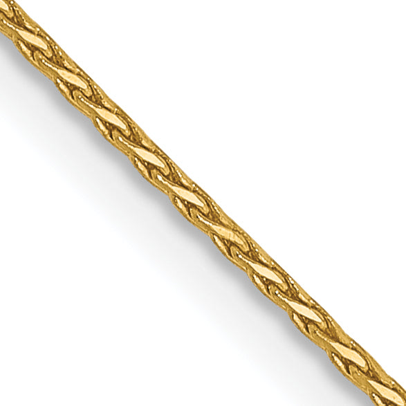 24 Inch 14K Yellow Gold .8mm D/C Wheat Chain Necklace