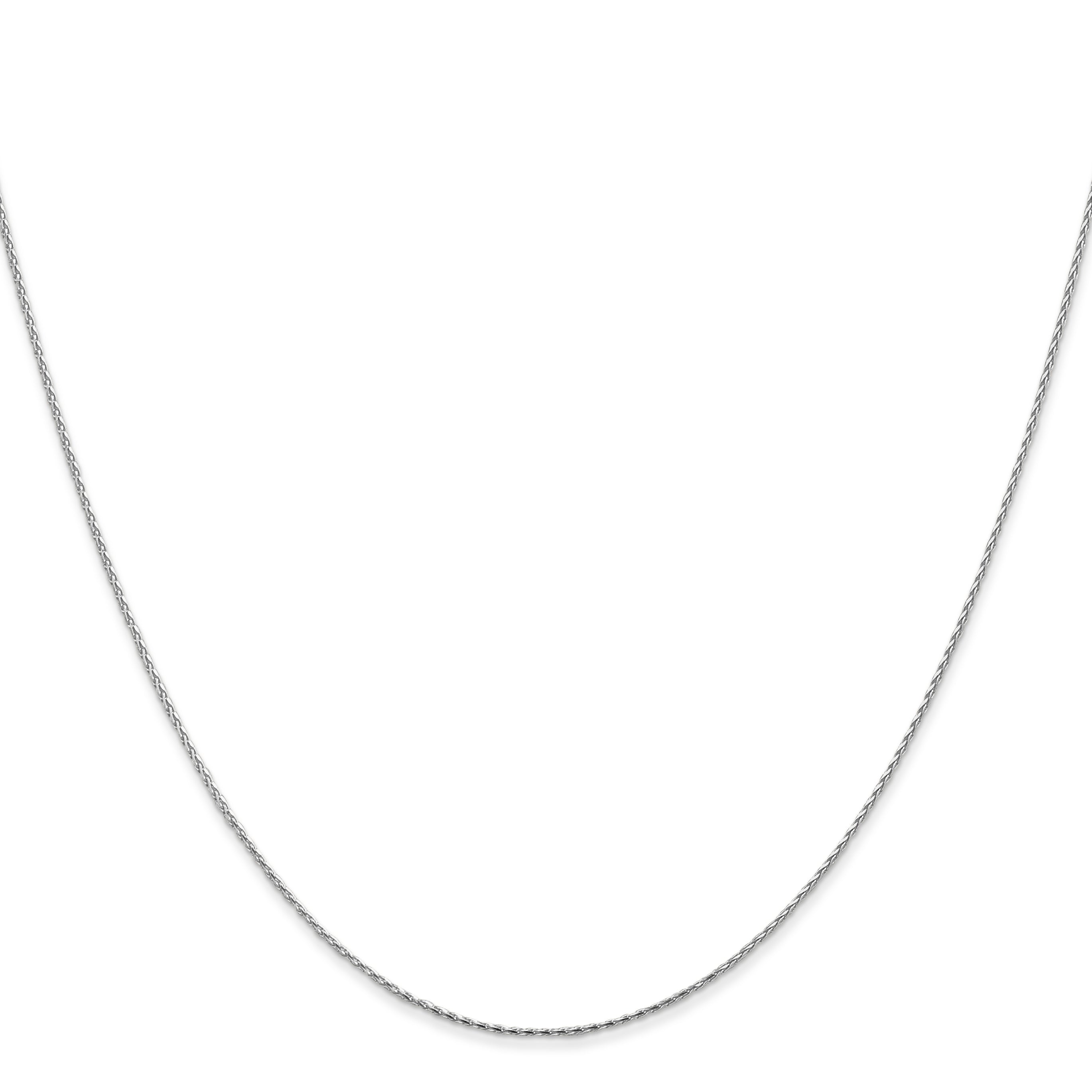 16 Inch 14K White Gold .8mm D/C Wheat Chain Necklace