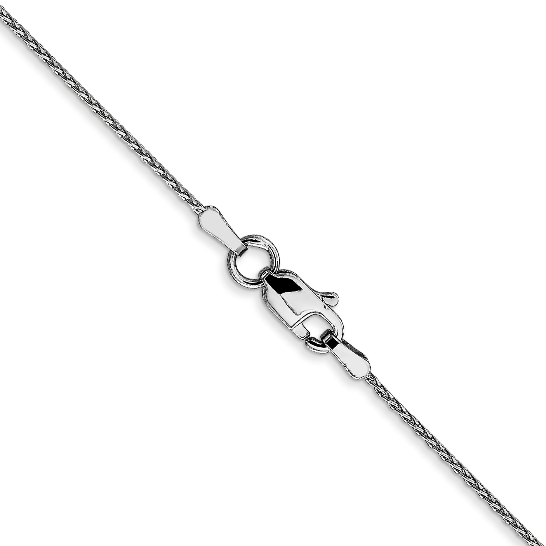 2 Inch 14K White Gold .8mm D/C Wheat Chain Necklace