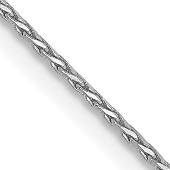 18 Inch 14K White Gold .8mm D/C Wheat Chain Necklace