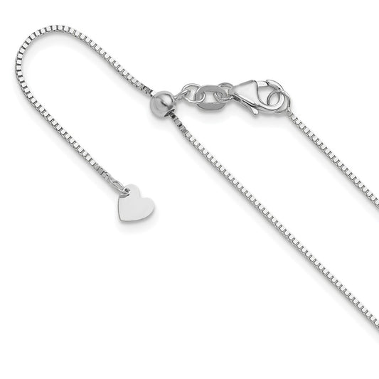 3 Inch 14K White Gold Adjustable .8mm Box Chain Necklace