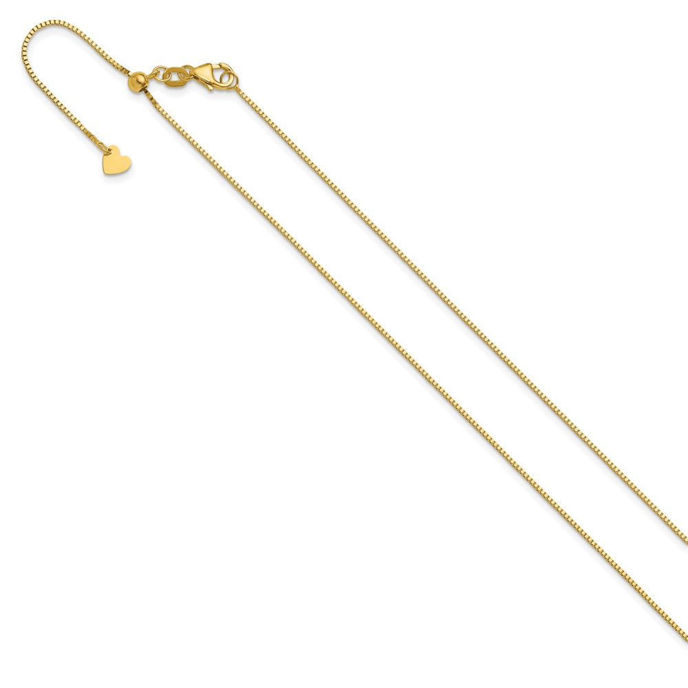 22 Inch 14K Yellow Gold Adjustable .8mm Box Chain Necklace