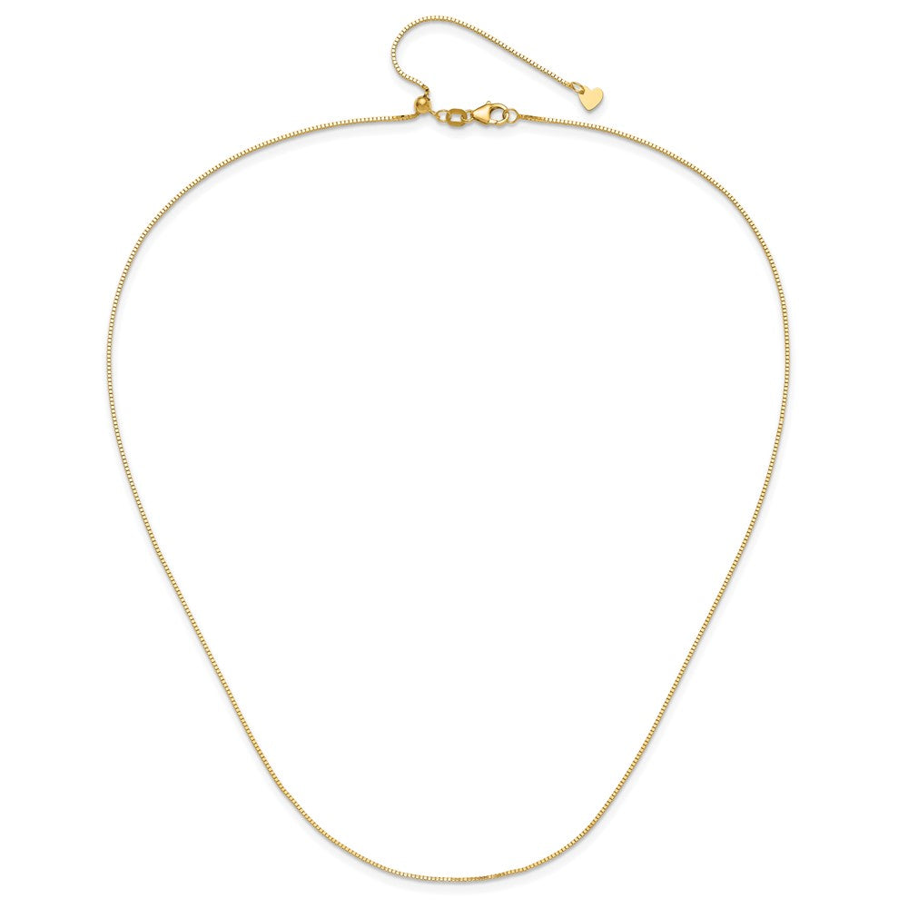 22 Inch 14K Yellow Gold Adjustable .8mm Box Chain Necklace