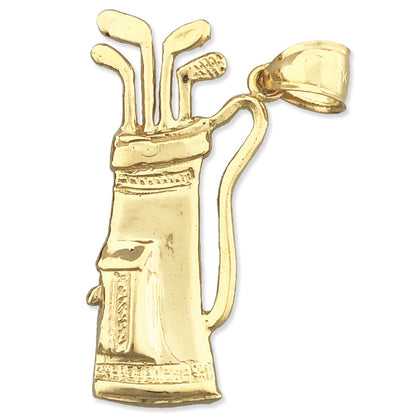 14K Gold 35MM Golf Bag and Clubs Pendant