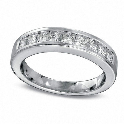 3.0 CT. T.W. Quad Square-Cut Natural Diamond Bridal Engagement Ring Set in Solid 14K White Gold