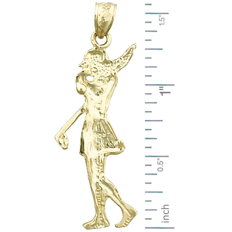 14K Gold Female Golf Player Pendant