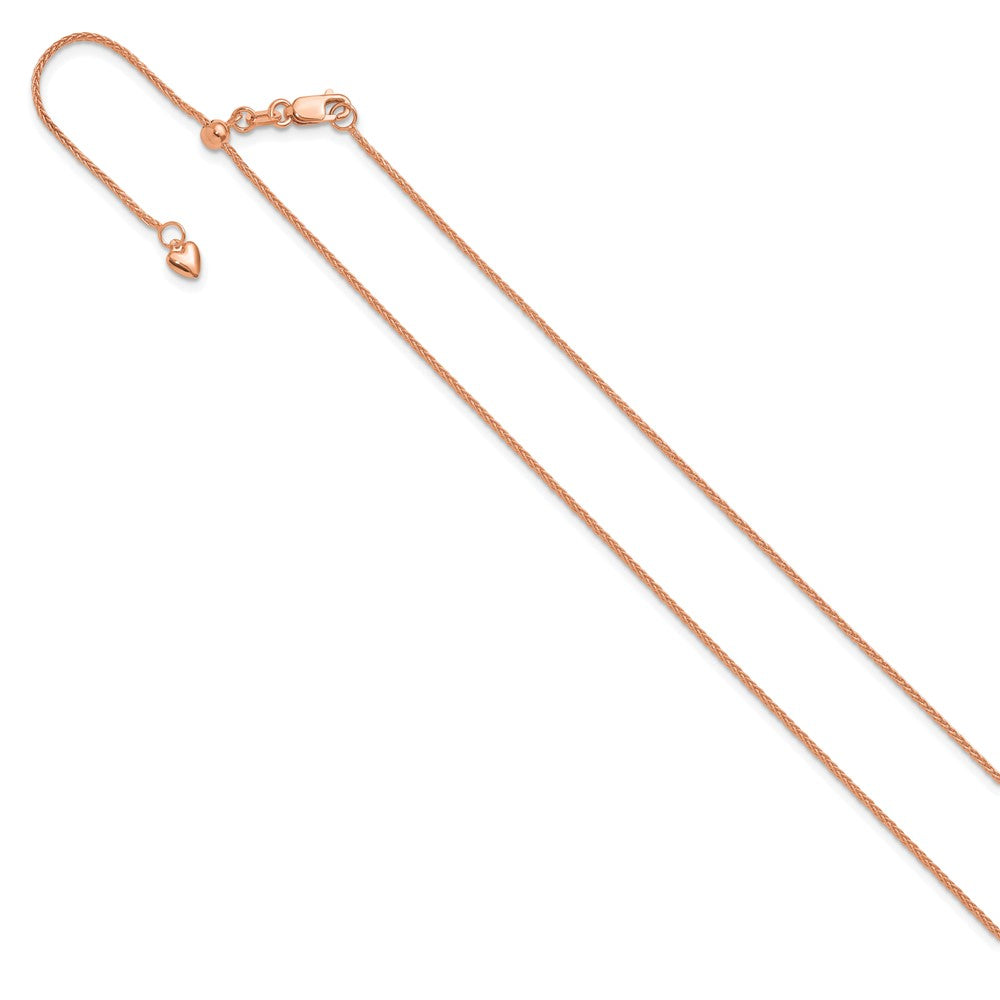 3 Inch 14K Rose Gold Adjustable 1mm Wheat Chain Necklace
