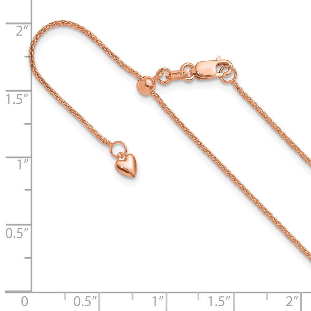 3 Inch 14K Rose Gold Adjustable 1mm Wheat Chain Necklace