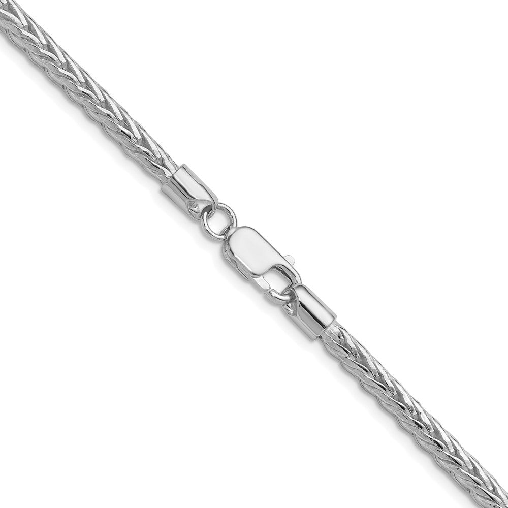 Sterling Silver Rhodium-plated 3.8mm Diamond-cut Round Franco 30 Inch Chain