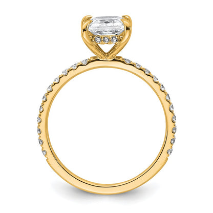 14K Yellow Gold 2 carat Certified Lab Grown Diamond VS/SI+ G+ Princess Complete Solitaire with Flair Engagement Ring