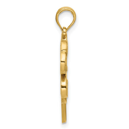 14K Yellow Gold Polished Four Leaf Clover Pendant