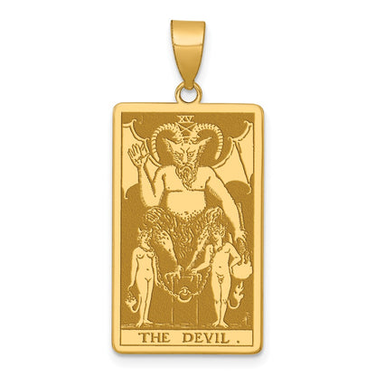 14K Yellow Gold The Devil Tarot Card Pendant