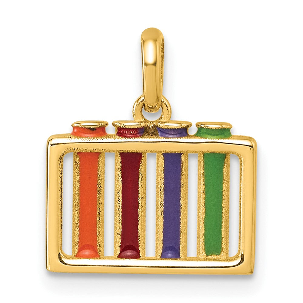 14K Yellow Gold Polished Multi-color Enameled Test Tubes Pendant