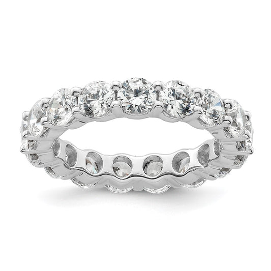 14K White Gold Polished Size 5.5 Shared Prong 3 carat Diamond Complete Eternity Wedding Band Ring