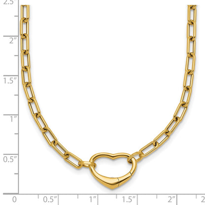 14K Yellow Gold Polished Oval Link with Heart Clasp 18 Inch Necklace able to Convert to Bracelet