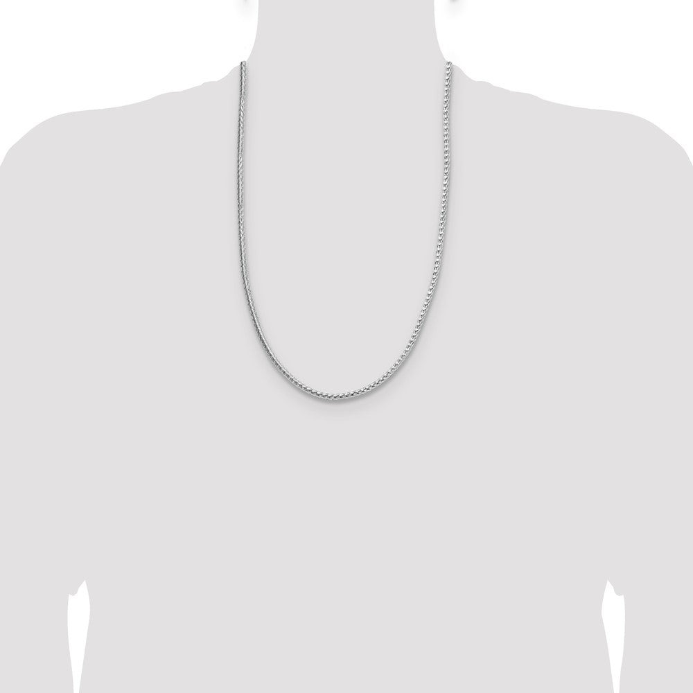 Sterling Silver Rhodium-plated 3.8mm Diamond-cut Round Franco 26 Inch Chain