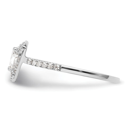 14K White Gold Halo Plus (Holds 1/2 carat (5.00mm) Trillion Center) 1/4 carat Diamond Semi-Mount Engagement Ring