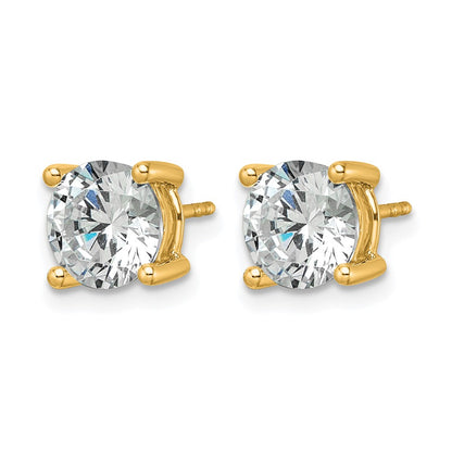 14K Yellow Gold 3 carat Certified Lab Grown Diamond VS+ F+ Round Complete Four Prong Lightweight Stud Earrings