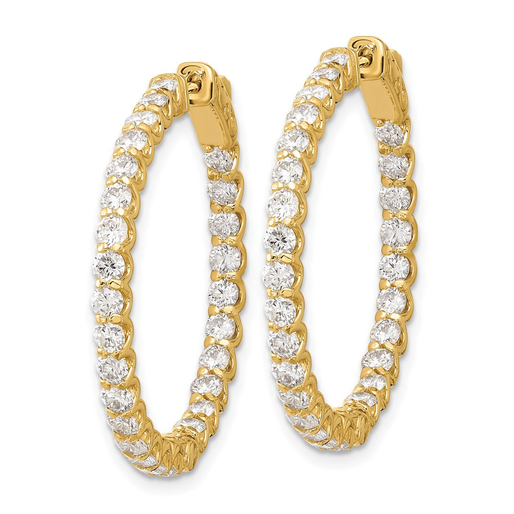 14K Yellow Gold 3.2 carat Diamond In/Out Hoop w/Safety Clasp Earrings
