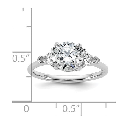 14K White Gold 1/2 carat Lab Grown Diamond VS/SI+ G+ Triangle 1 1/2 carat Round Semi Mount Three Stone Engagement Ring