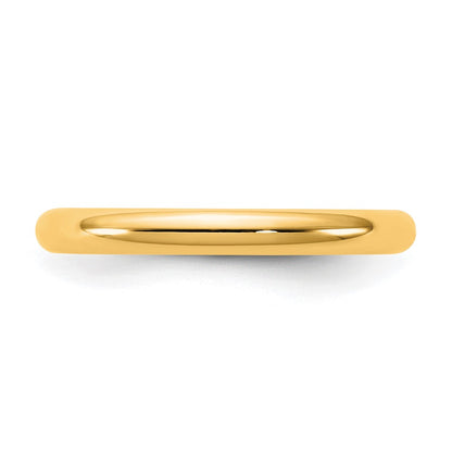14K Yellow Gold 2.5mm Standard Comfort Fit Wedding Band Ring