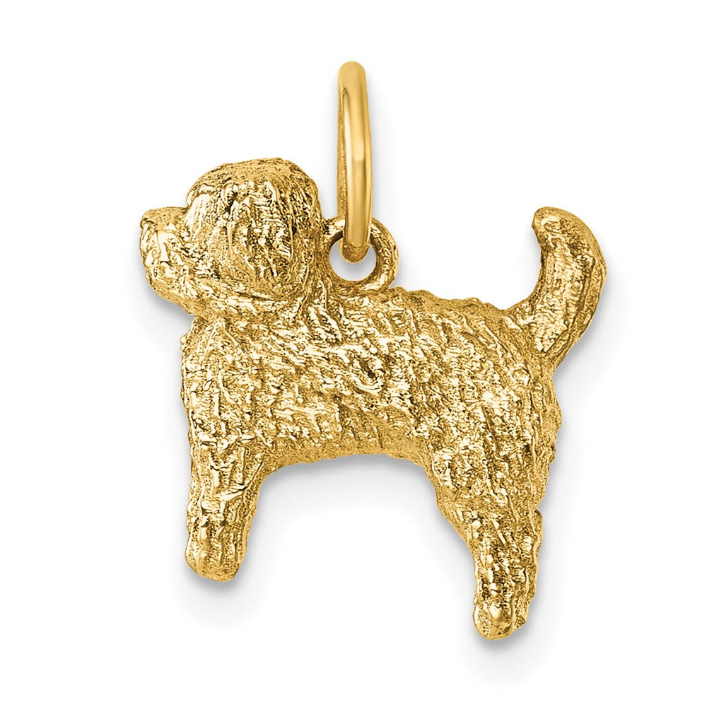14K Yellow Gold Polished Furry Lab Dog Pendant