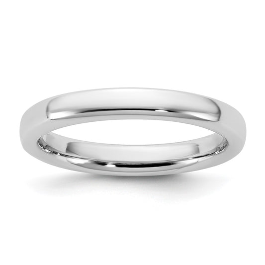 14k White Gold 3mm European Comfort Fit Wedding Band Ring