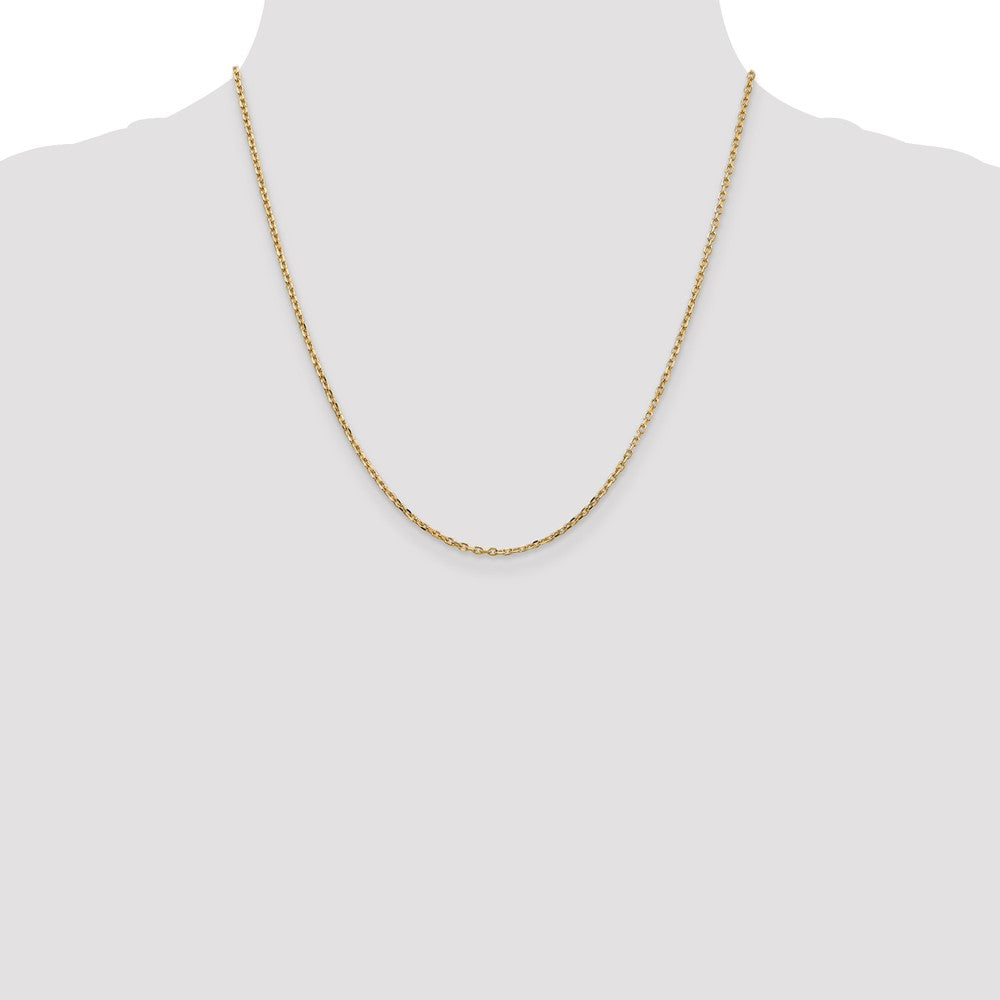 14K Yellow Gold 20 Inch 1.8mm Diamond-cut Round Open Link Cable with Lobster Clasp Chain