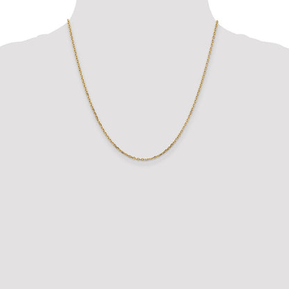 14K Yellow Gold 20 Inch 1.8mm Diamond-cut Round Open Link Cable with Lobster Clasp Chain