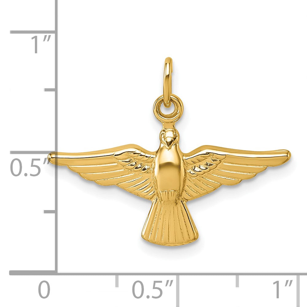 14K Yellow Gold Polished Flying Dove Pendant