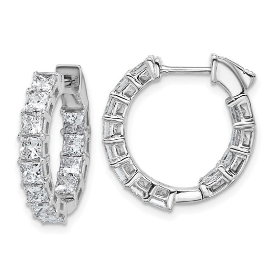 14K White Gold Inside/Outside Cert Lab Grown VS/SI FGH Princess Diamond Hoop Earrings