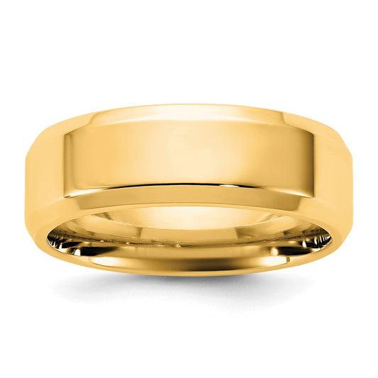 14K Yellow Gold 6.5mm Bevel Edge Comfort Fit Wedding Band Ring
