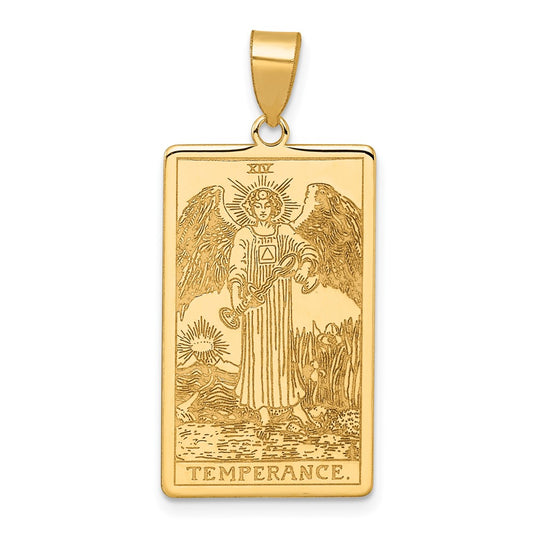 14K Yellow Gold Temperance Tarot Card Pendant