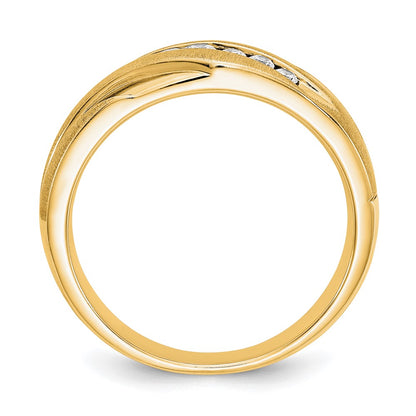 True Origin 14K Yellow Gold Men's 1/4 carat Lab Grown Diamond VS+ F+ Complete Brushed and Polished Wedding Band Ring
