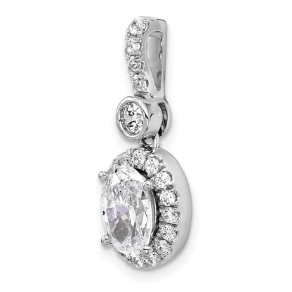 14K White Gold 2 carat Certified Lab Grown Diamond VS+ F+ Oval Complete Halo Pendant