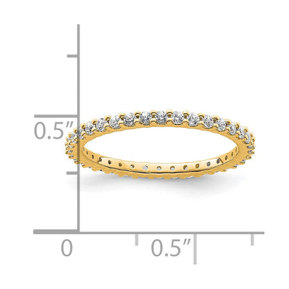 14K Yellow Gold Polished Size 6.5 Shared Prong 1/2 carat Diamond Complete Eternity Wedding Band Ring