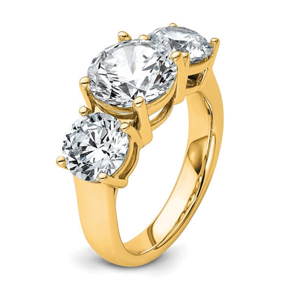 14K Yellow Gold 5 carat Certified Lab Grown Diamond VS+ F+ Three Stone Complete Engagement Ring