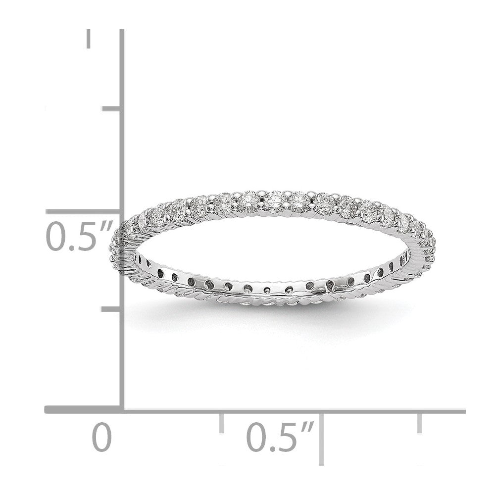 14K White Gold Polished Size 7.5 Shared Prong 1/2 carat Diamond Complete Eternity Wedding Band Ring