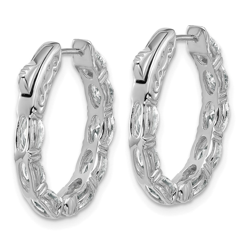 14K White Gold Certified 5x3 Oval Lab Grown VS/SI FGH Diamond Inside/Outside Hoop Ear