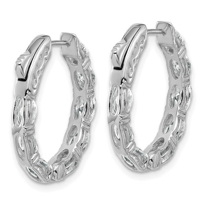 14K White Gold Certified 5x3 Oval Lab Grown VS/SI FGH Diamond Inside/Outside Hoop Ear