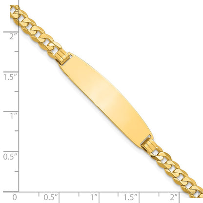 14K Yellow Gold Polished Solid Chain/Solid Plate Curb Link Rounded 35x8.5mm Plate 7 Inch ID Bracelet