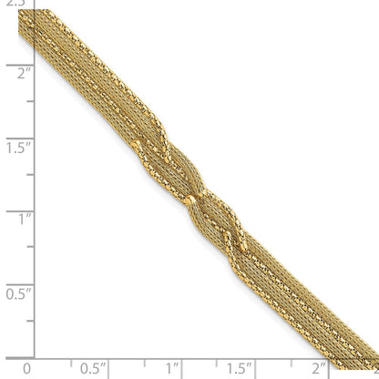 14K Yellow Gold Textured Woven Mesh Fancy 7.5 Inch Bracelet
