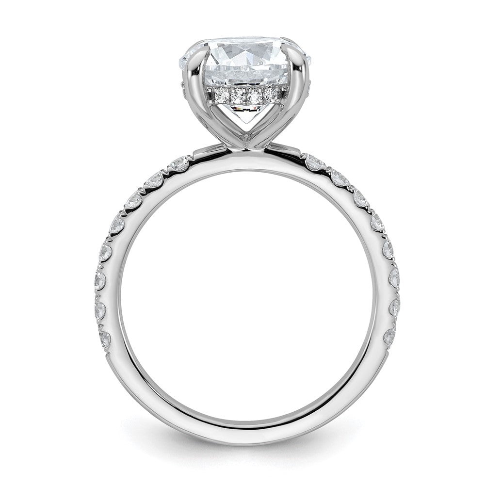 14K White Gold 3 1/2 carat Certified Lab Grown Diamond VS/SI+ G+ Round Complete Solitaire with Flair Engagement Ring