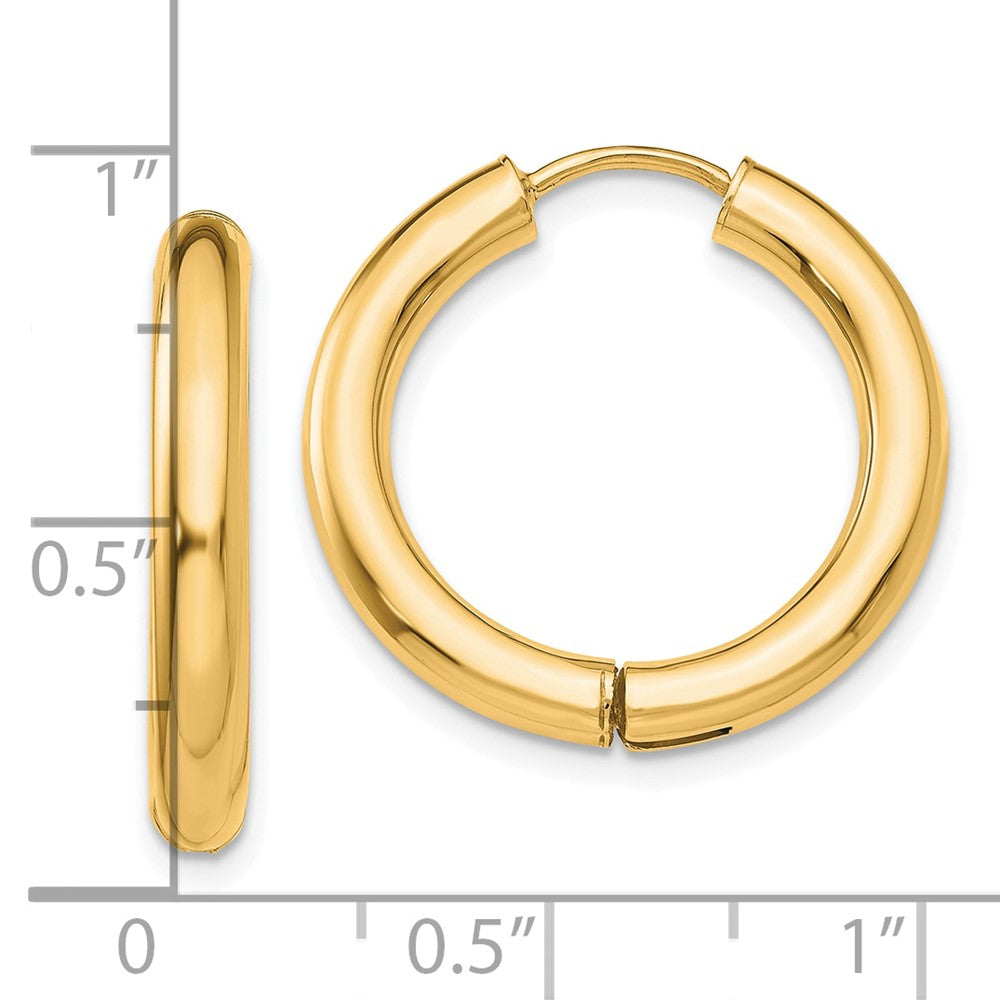 14K Yellow Gold Polished Hinged Hoop Earrings