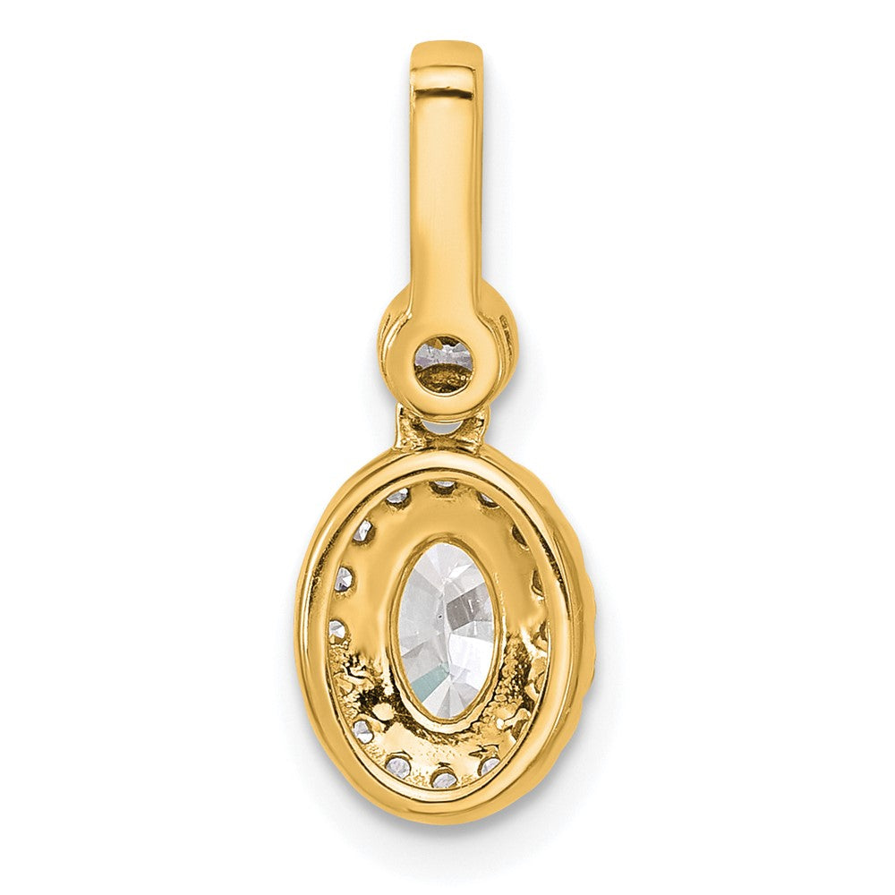 14K Yellow Gold 1 carat Lab Grown Diamond VS+ F+ Oval Complete Halo Pendant