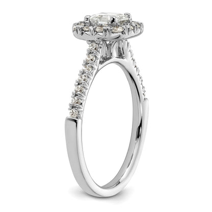 14K White Gold Halo (Holds 3/4 carat (5mm) Asscher-cut Center) 1/2 carat Diamond Semi-mount Engagement Ring