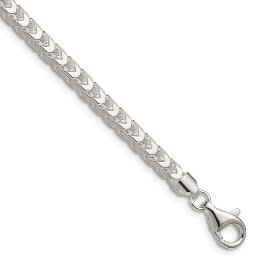 Sterling Silver 4.7mm D/C Square Franco 26 Inch Chain