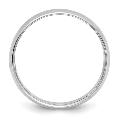 14k White Gold 8mm LTW Milgrain Half Round Wedding Band Ring